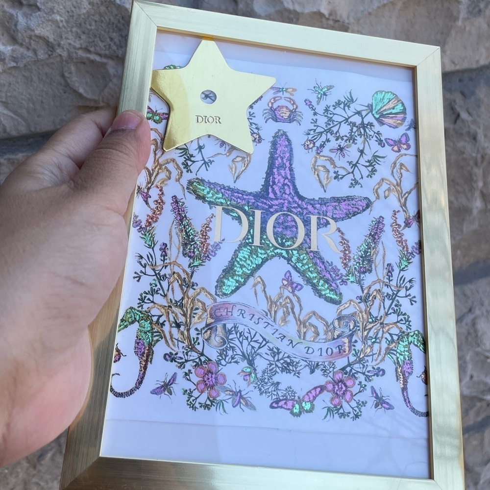 Beautiful framed authentic Dior paper gift bag, star charm & handmade bo…